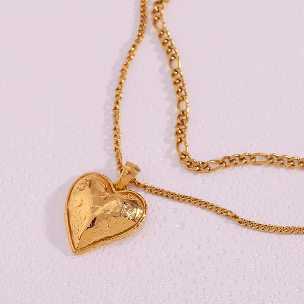 Vintage Style Heart Shape Stainless Steel Plating 18K Gold Plated Layered Necklaces_colorza_5