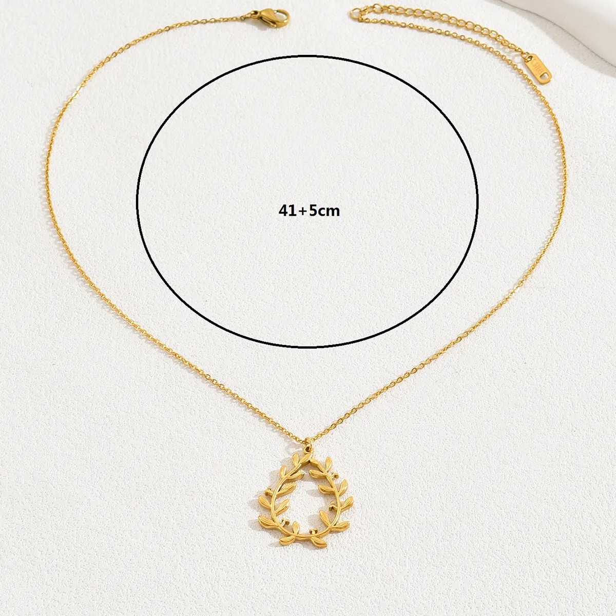 Retro Simple Style Wreath Stainless Steel Inlay Turquoise 18K Gold Plated Pendant Necklace_colorza_5