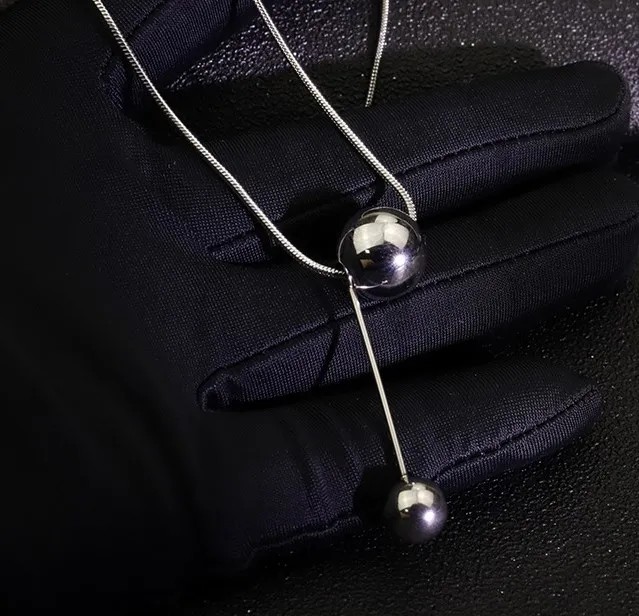 Basic Modern Style Classic Style Ball Titanium Steel Pendant Necklace_colorza_1