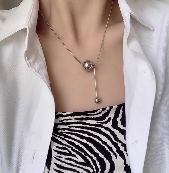 Basic Modern Style Classic Style Ball Titanium Steel Pendant Necklace_colorza_2