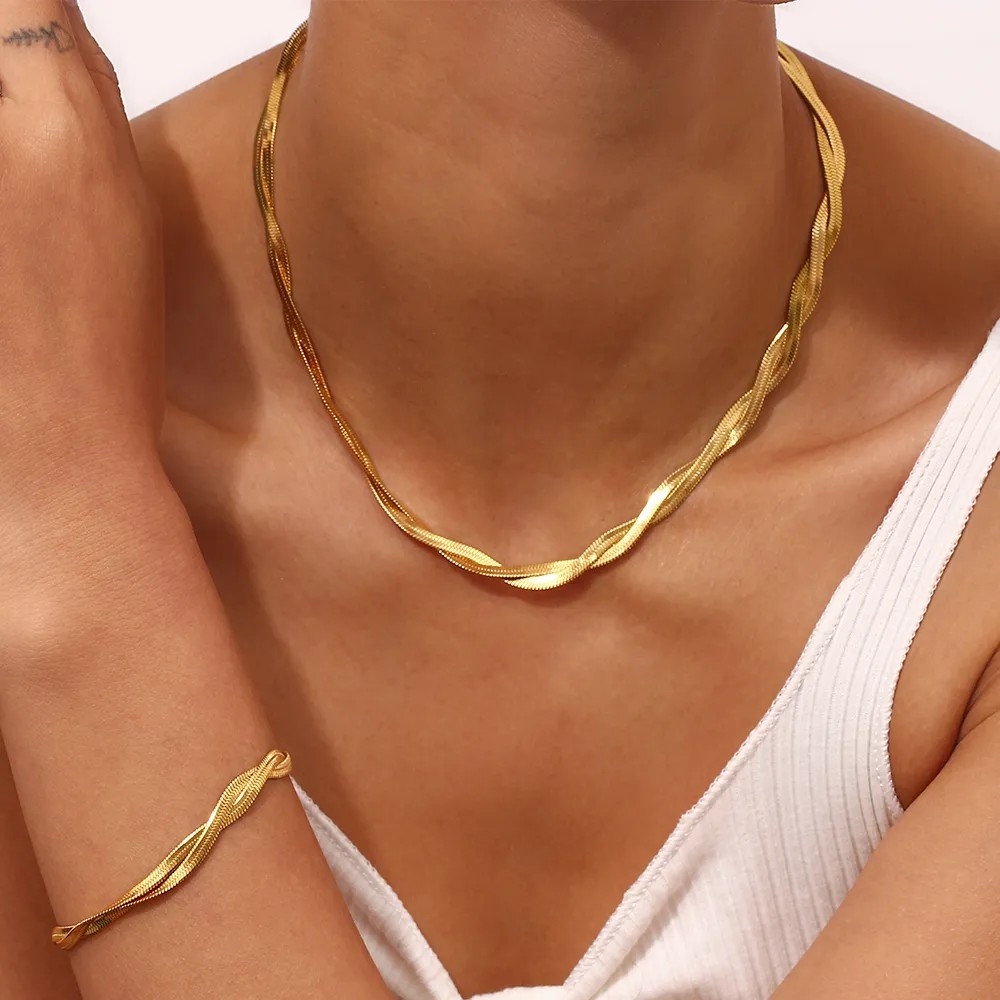 Simple Style Solid Color Stainless Steel Plating 18K Gold Plated Necklace_colorza_6