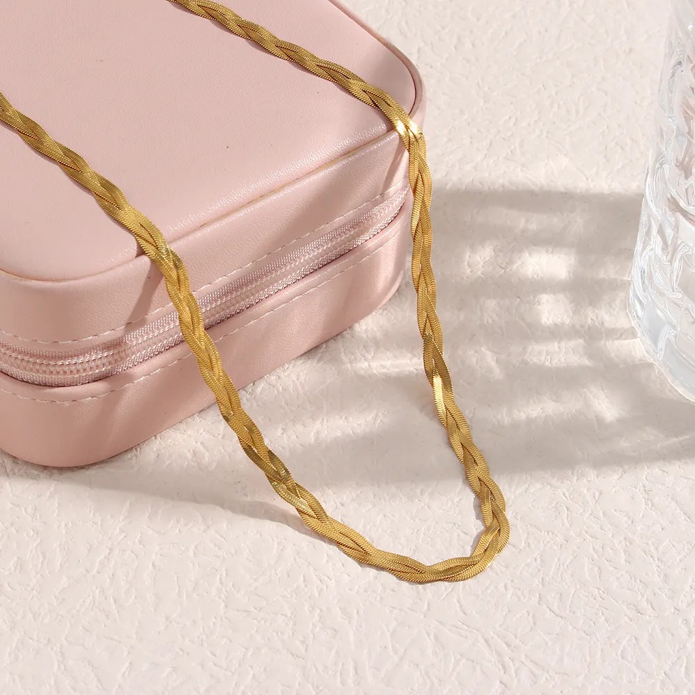 Simple Style Solid Color Stainless Steel Plating 18K Gold Plated Necklace_colorza_9