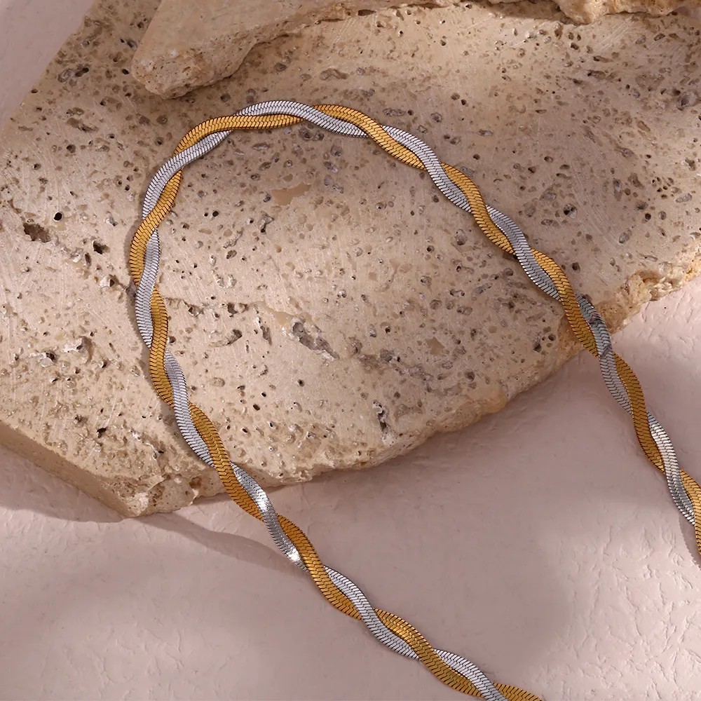 Simple Style Solid Color Stainless Steel Plating 18K Gold Plated Necklace_colorza_14