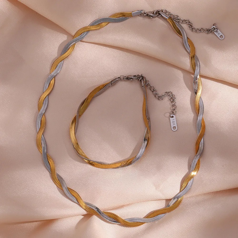 Simple Style Solid Color Stainless Steel Plating 18K Gold Plated Necklace_colorza_17