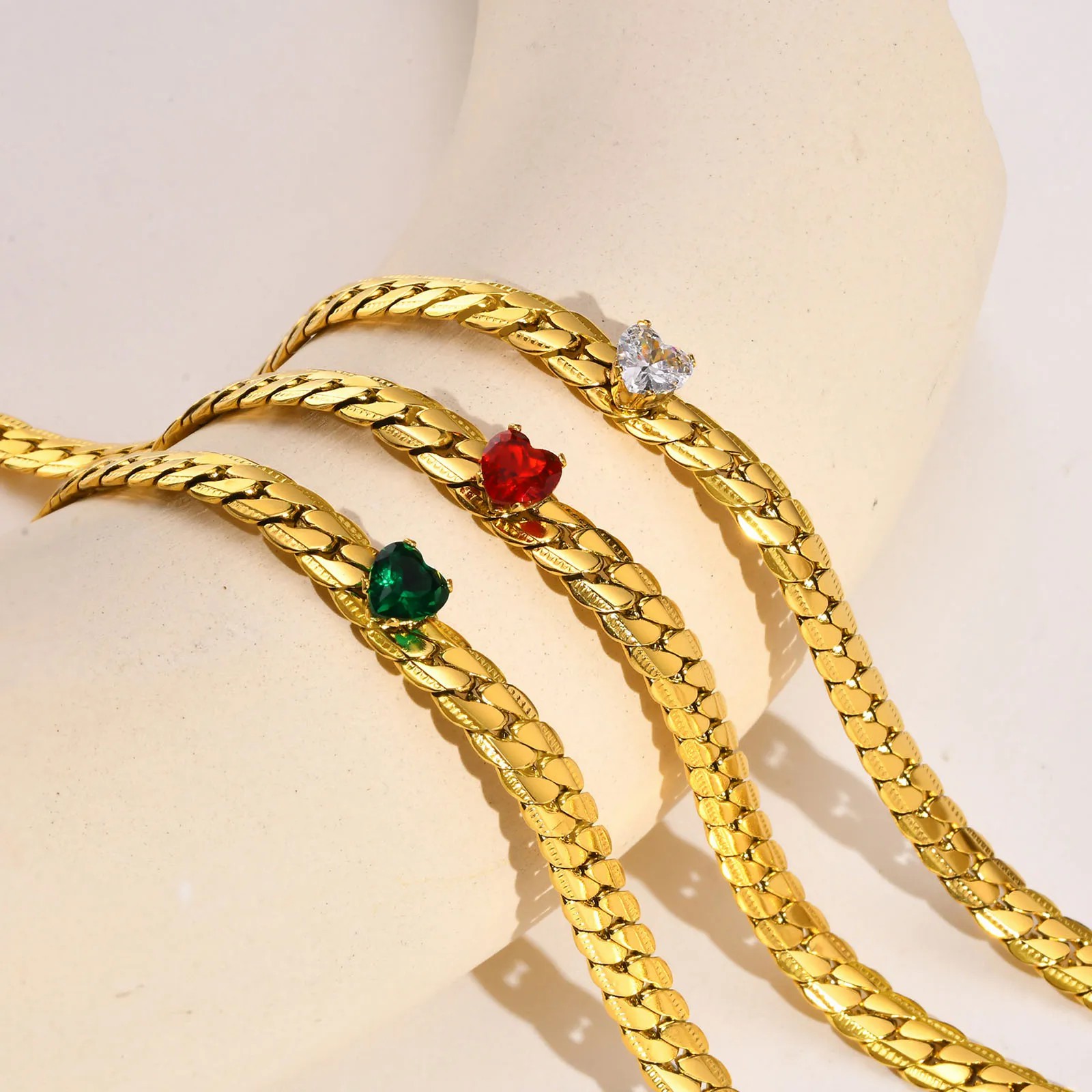 IG Style Simple Style Heart Shape Stainless Steel Plating Inlay Zircon 18K Gold Plated Necklace_colorza_2