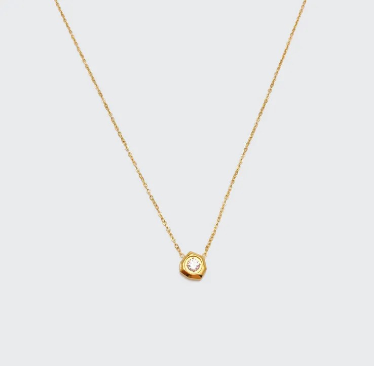 Fashion Flower Titanium Steel Plating Gold Plated Pendant Necklace_colorza_3