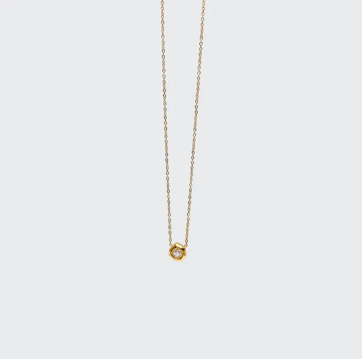 Fashion Flower Titanium Steel Plating Gold Plated Pendant Necklace_colorza_4