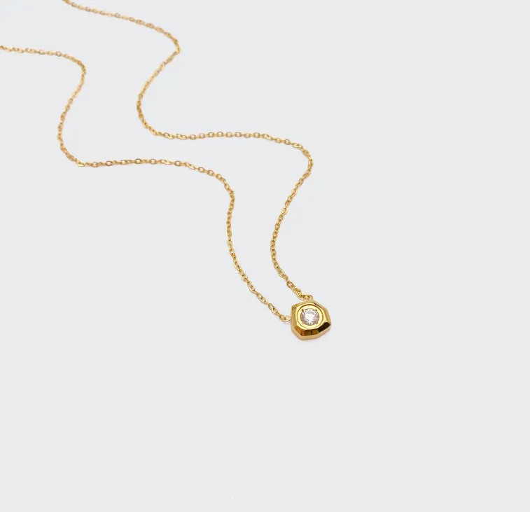 Fashion Flower Titanium Steel Plating Gold Plated Pendant Necklace_colorza_5
