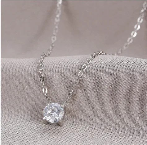 Fashion Round Titanium Steel Plating Inlay Rhinestones Gold Plated Pendant Necklace_colorza_1