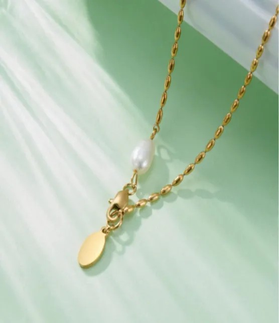 Fashion Water Droplets Titanium Steel Plating Gold Plated Pendant Necklace_colorza_1