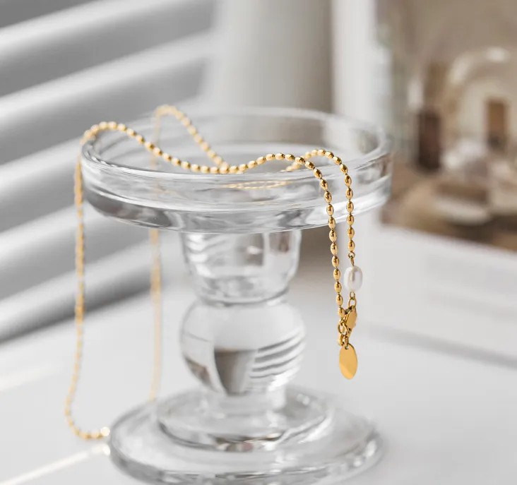 Fashion Water Droplets Titanium Steel Plating Gold Plated Pendant Necklace_colorza_7