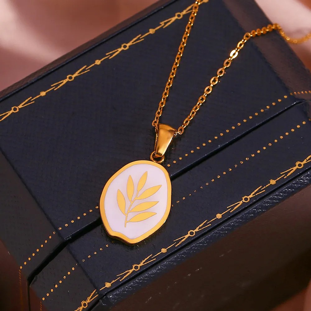 Vintage Style Star Flower Butterfly Stainless Steel Enamel Plating 18K Gold Plated Pendant Necklace_colorza_7