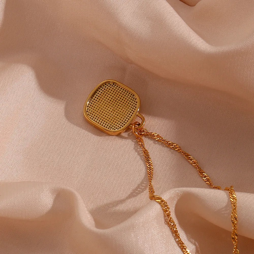 Vintage Style Square Star Stainless Steel Plating Inlay Shell 18K Gold Plated Pendant Necklace_colorza_14