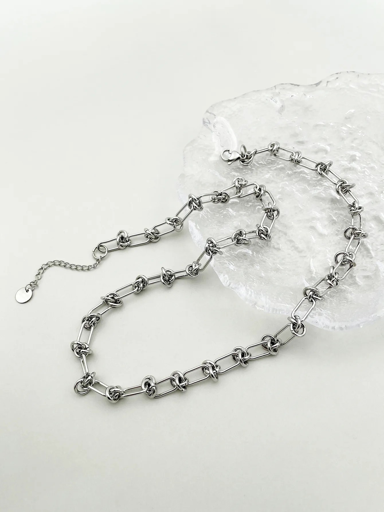 Hip-Hop Commute Knot Stainless Steel Polishing Necklace_colorza_2