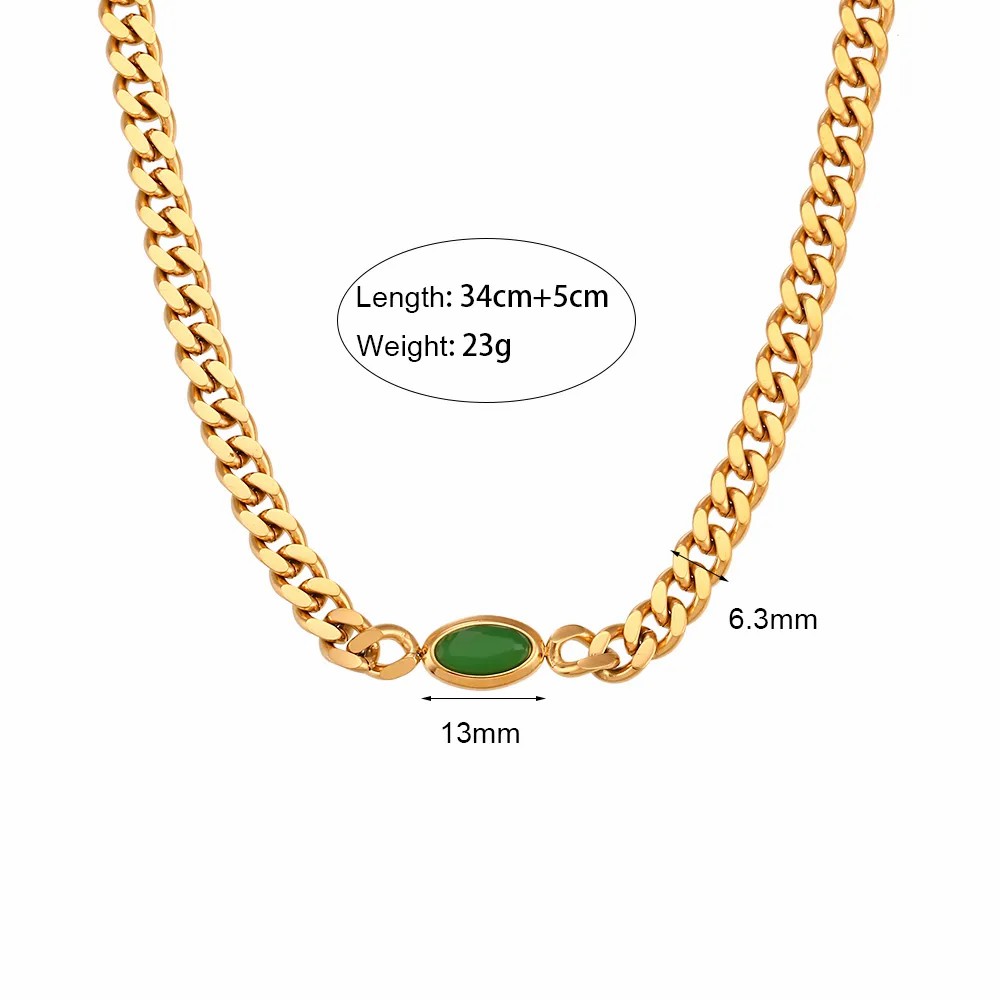 Vintage Style Oval Stainless Steel Plating Inlay Zircon 18K Gold Plated Choker_colorza_2