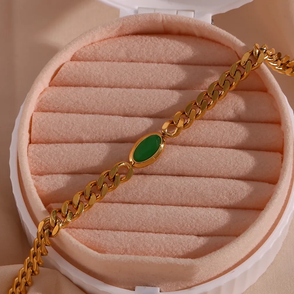 Vintage Style Oval Stainless Steel Plating Inlay Zircon 18K Gold Plated Choker_colorza_6