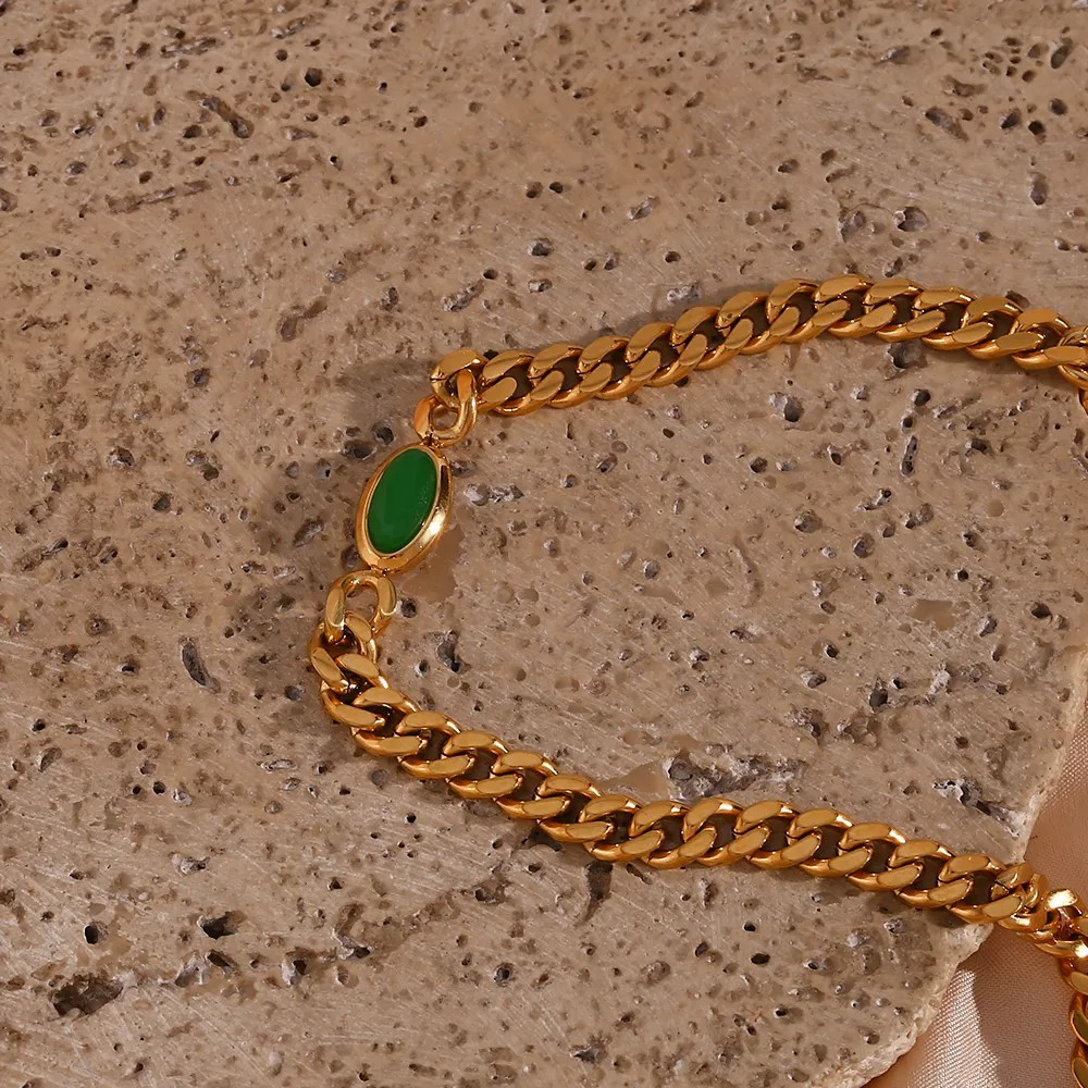 Vintage Style Oval Stainless Steel Plating Inlay Zircon 18K Gold Plated Choker_colorza_8