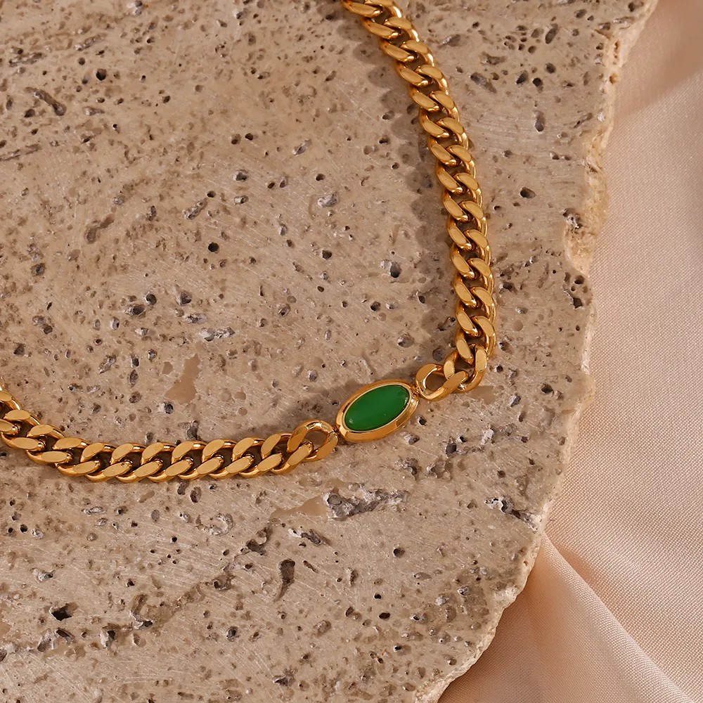 Vintage Style Oval Stainless Steel Plating Inlay Zircon 18K Gold Plated Choker_colorza_9