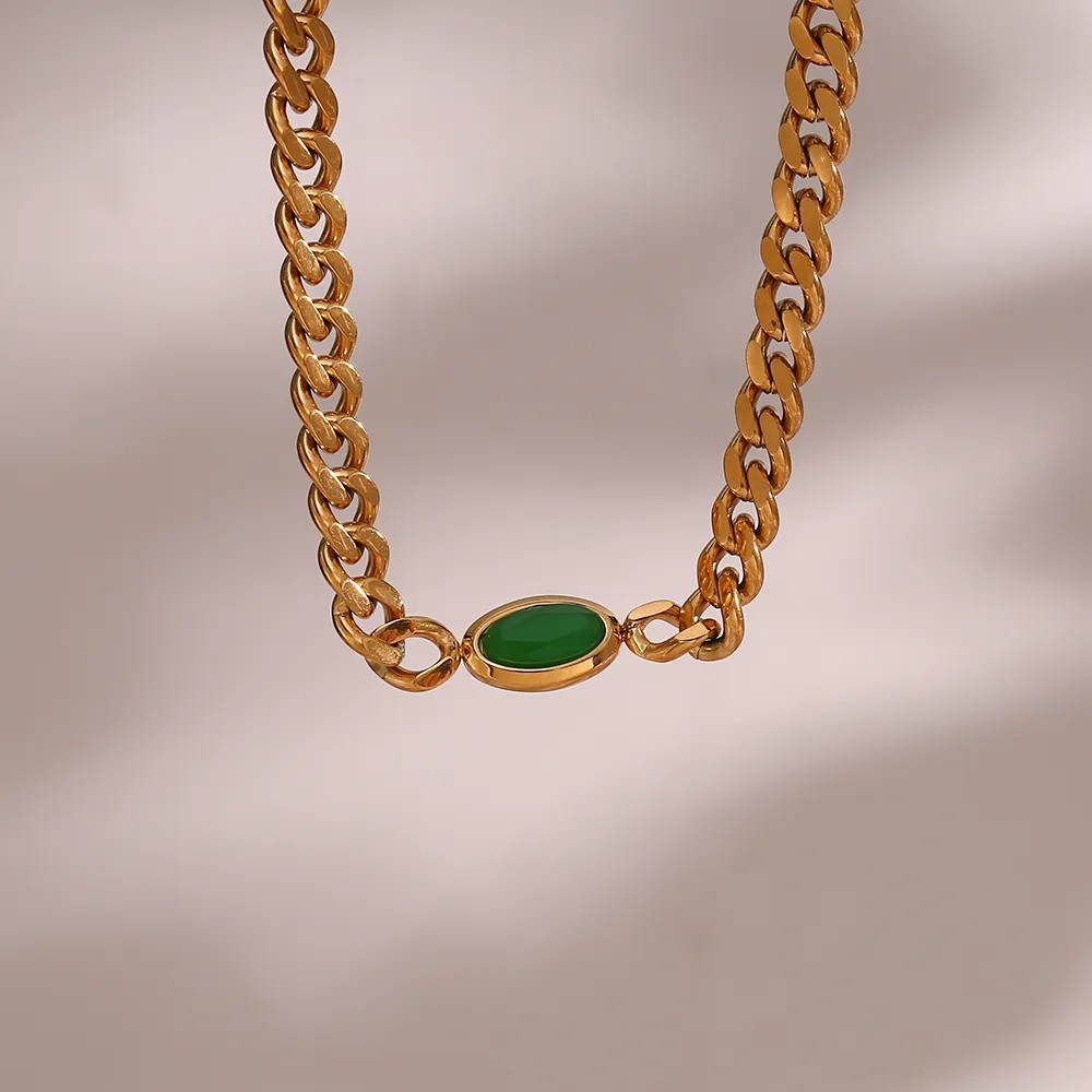 Vintage Style Oval Stainless Steel Plating Inlay Zircon 18K Gold Plated Choker_colorza_11