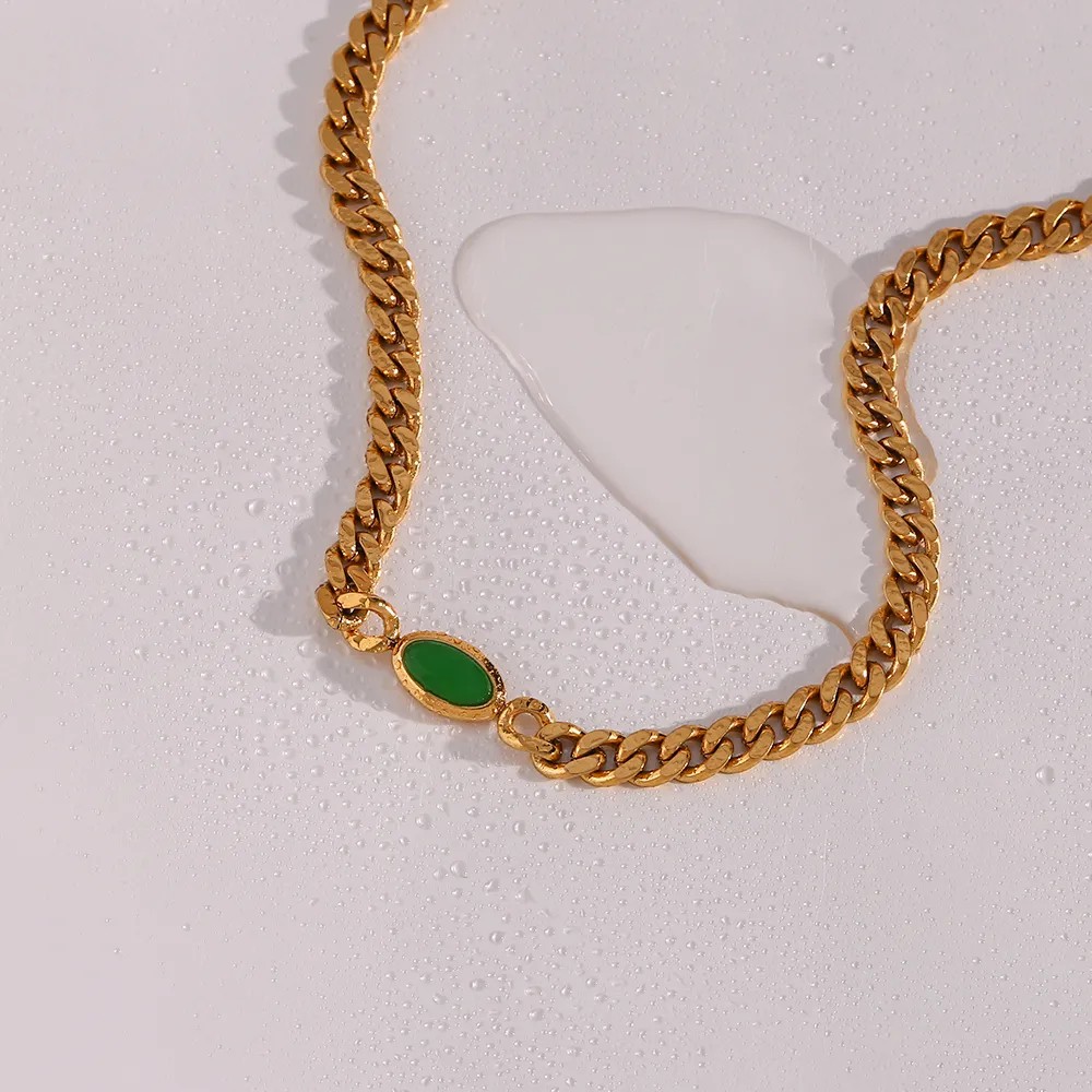 Vintage Style Oval Stainless Steel Plating Inlay Zircon 18K Gold Plated Choker_colorza_14