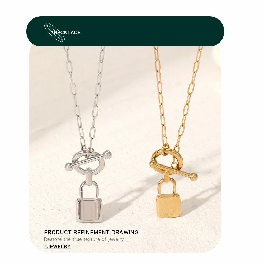 Streetwear Lock Stainless Steel Pendant Necklace_colorza_2
