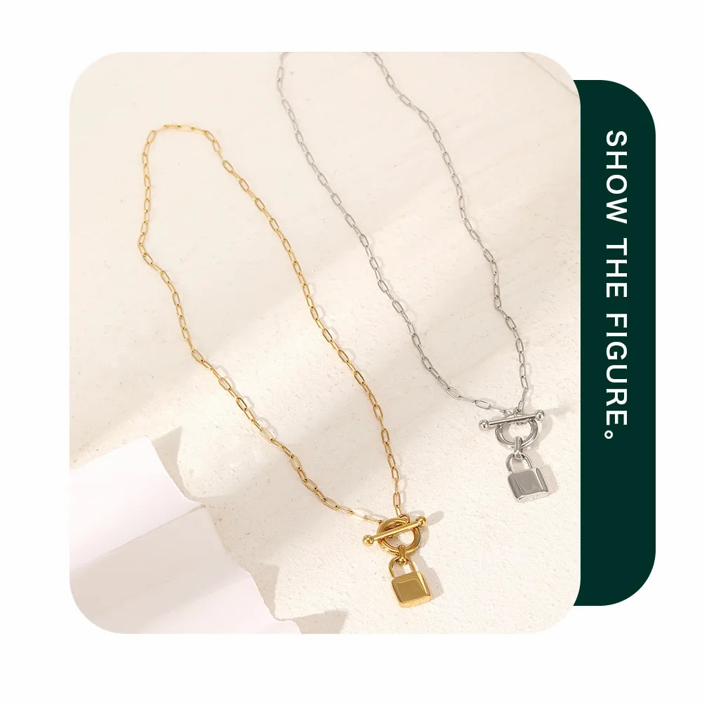 Streetwear Lock Stainless Steel Pendant Necklace_colorza_3
