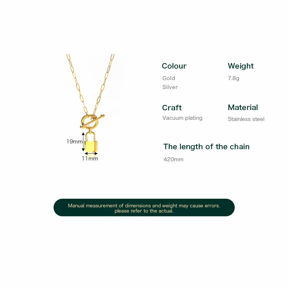 Streetwear Lock Stainless Steel Pendant Necklace_colorza_4