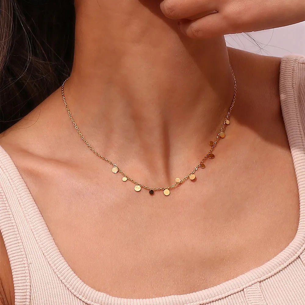 Basic Vintage Style Classic Style Round Stainless Steel Plating 18K Gold Plated Necklace_colorza_5