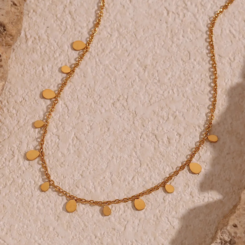 Basic Simple Style Classic Style Water Droplets Stainless Steel Plating 18K Gold Plated Necklace_colorza_1