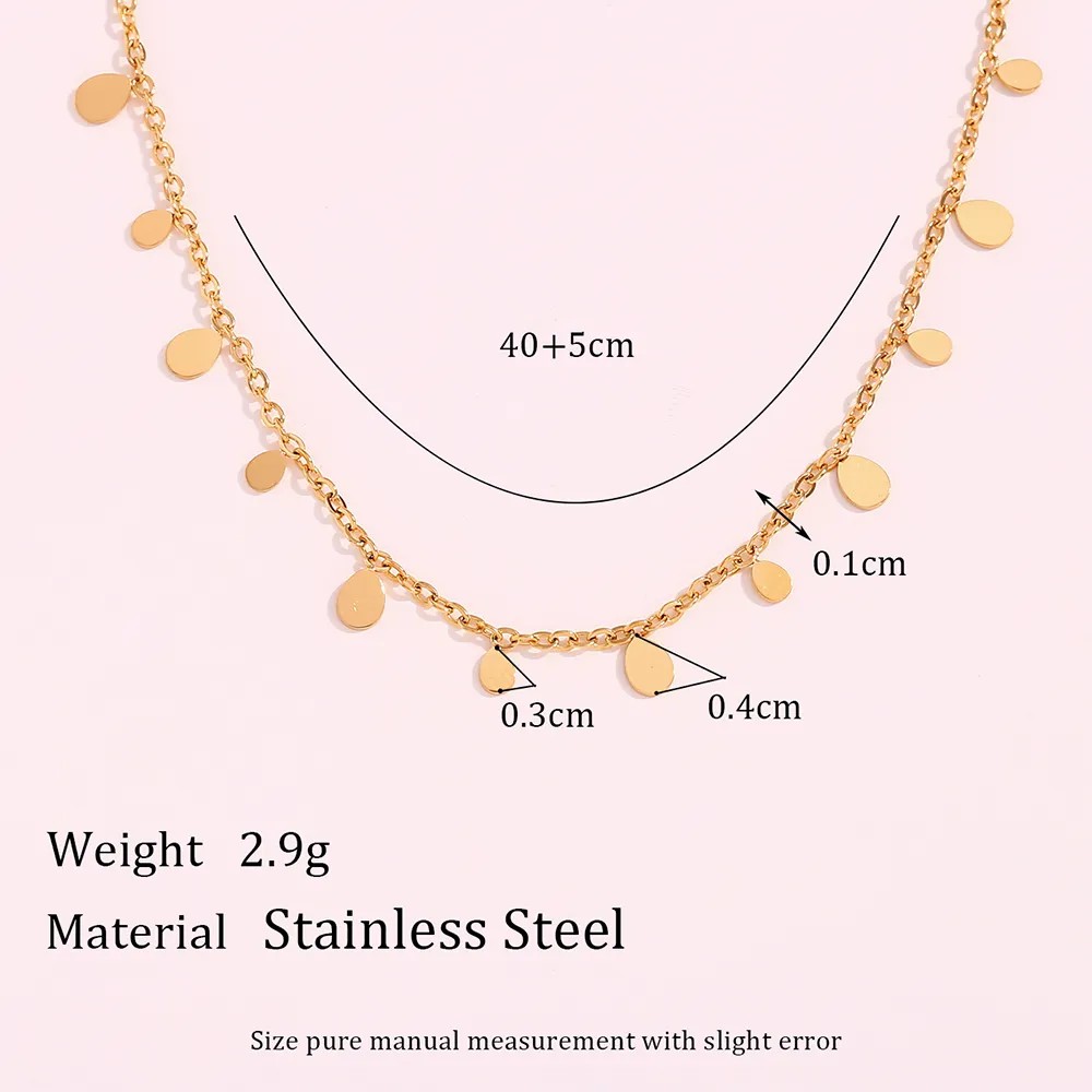 Basic Simple Style Classic Style Water Droplets Stainless Steel Plating 18K Gold Plated Necklace_colorza_2