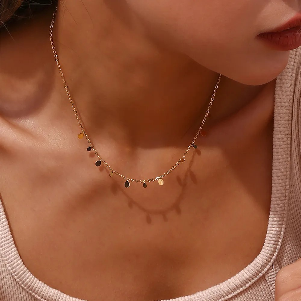 Basic Simple Style Classic Style Water Droplets Stainless Steel Plating 18K Gold Plated Necklace_colorza_3