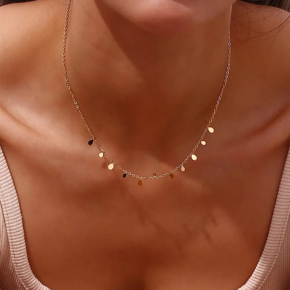 Basic Simple Style Classic Style Water Droplets Stainless Steel Plating 18K Gold Plated Necklace_colorza_4