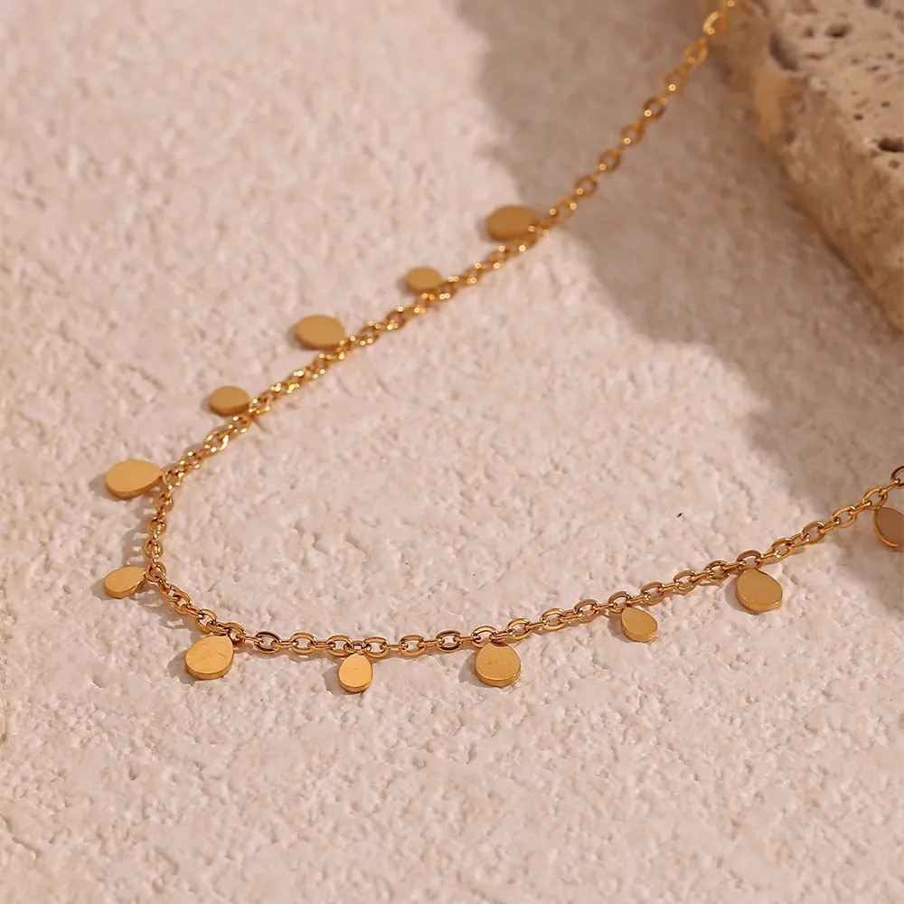 Basic Simple Style Classic Style Water Droplets Stainless Steel Plating 18K Gold Plated Necklace_colorza_5