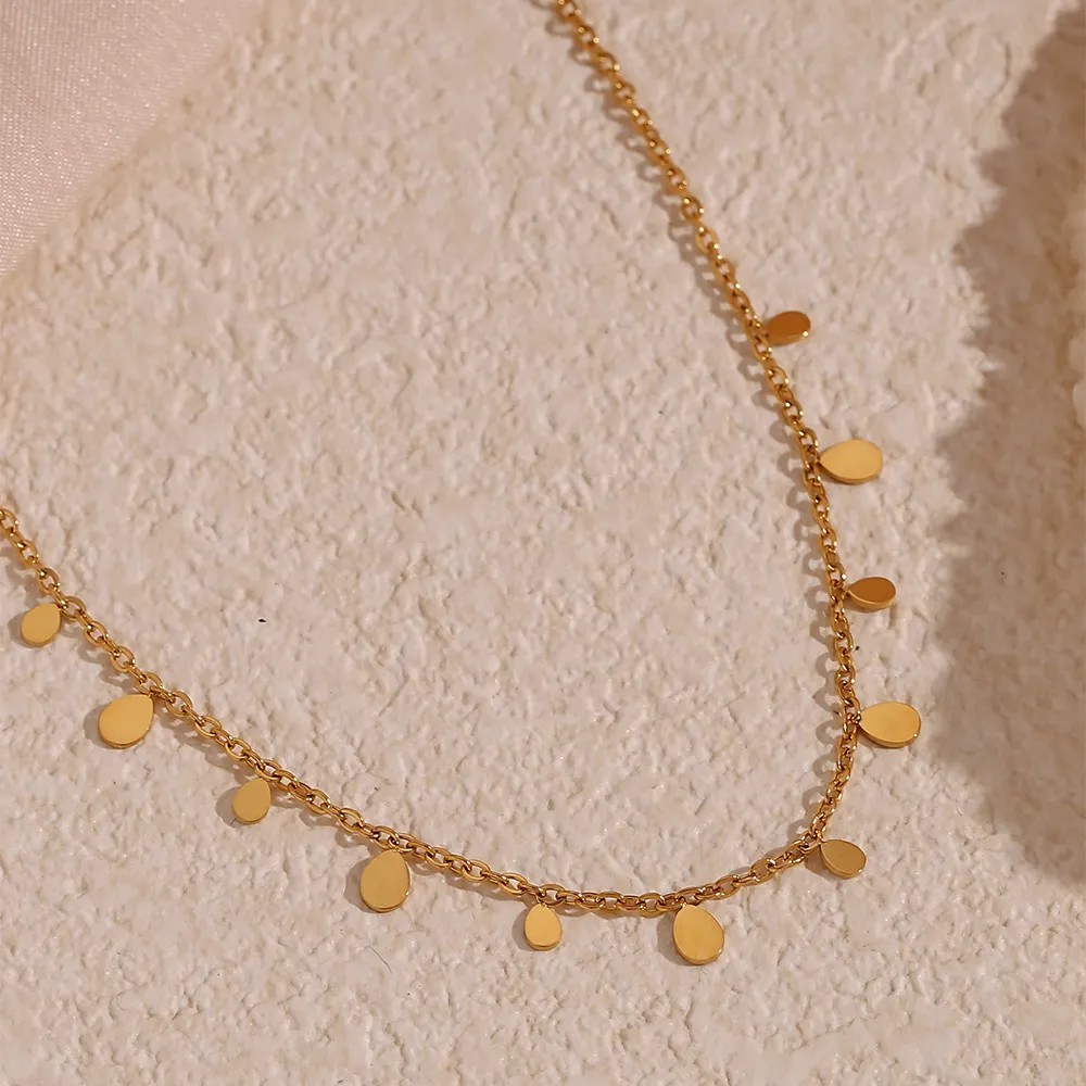 Basic Simple Style Classic Style Water Droplets Stainless Steel Plating 18K Gold Plated Necklace_colorza_6