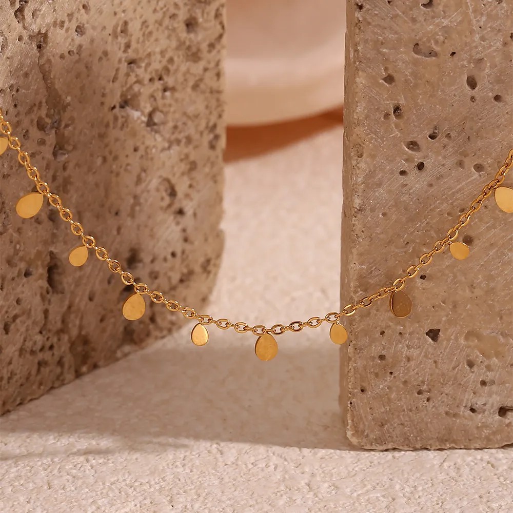 Basic Simple Style Classic Style Water Droplets Stainless Steel Plating 18K Gold Plated Necklace_colorza_8