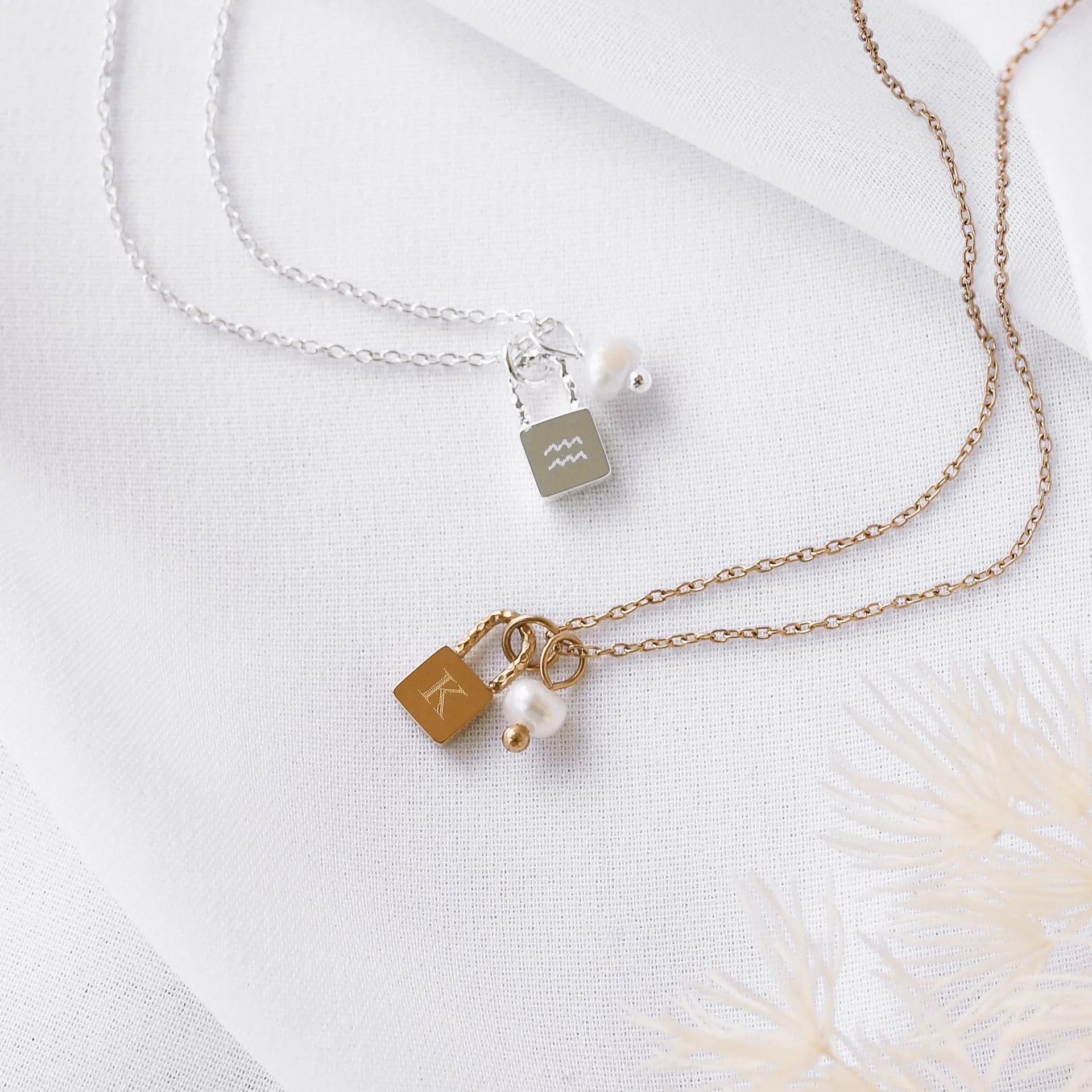 Simple Style Streetwear Letter Lock Titanium Steel Pearl Plating 18K Gold Plated Pendant Necklace_colorza_5