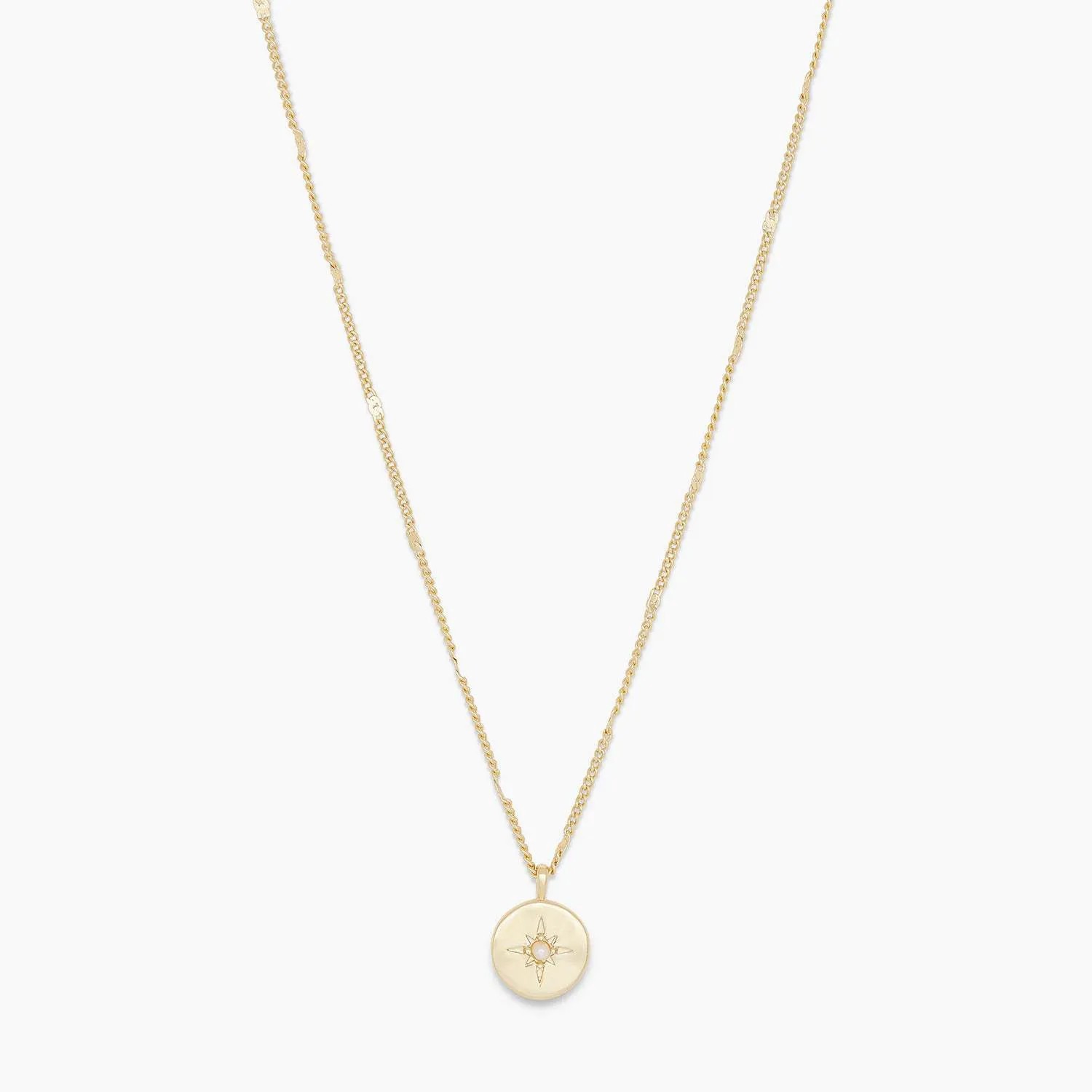 Retro Simple Style Round Star Titanium Steel Plating Inlay Birthstone Zircon 18K Gold Plated Pendant Necklace_colorza_2