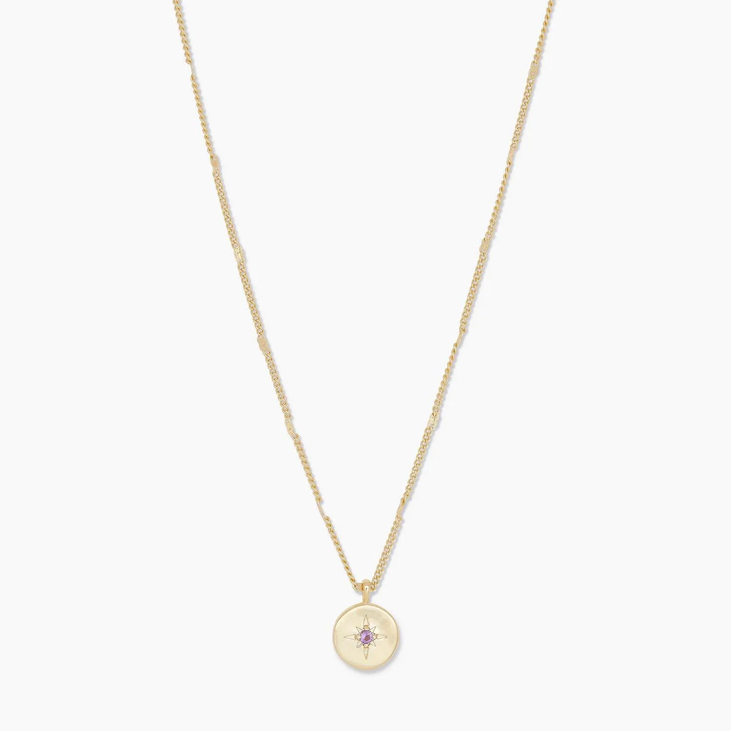 Retro Simple Style Round Star Titanium Steel Plating Inlay Birthstone Zircon 18K Gold Plated Pendant Necklace_colorza_3
