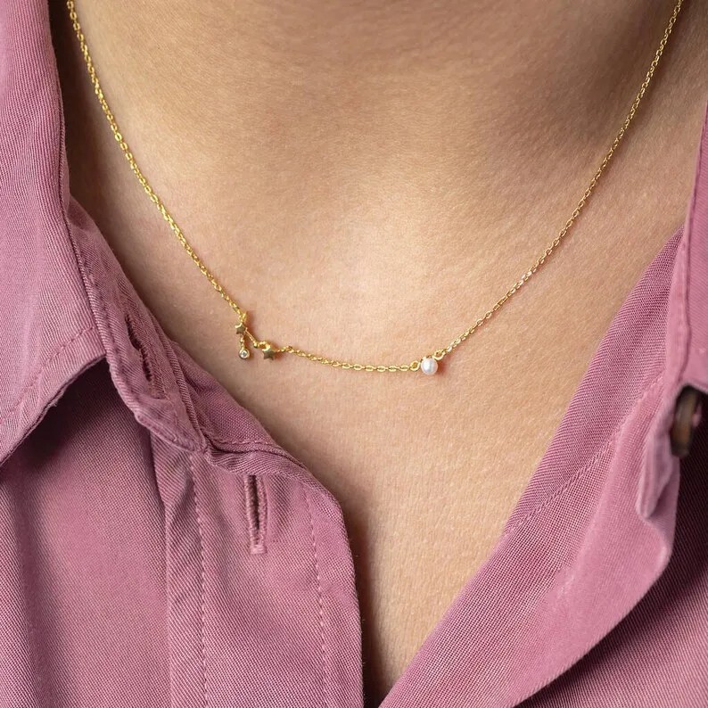 Vintage Style Simple Style Constellation Stainless Steel Titanium Steel Plating Inlay Birthstone Zircon 18K Gold Plated Pendant Necklace_colorza_3