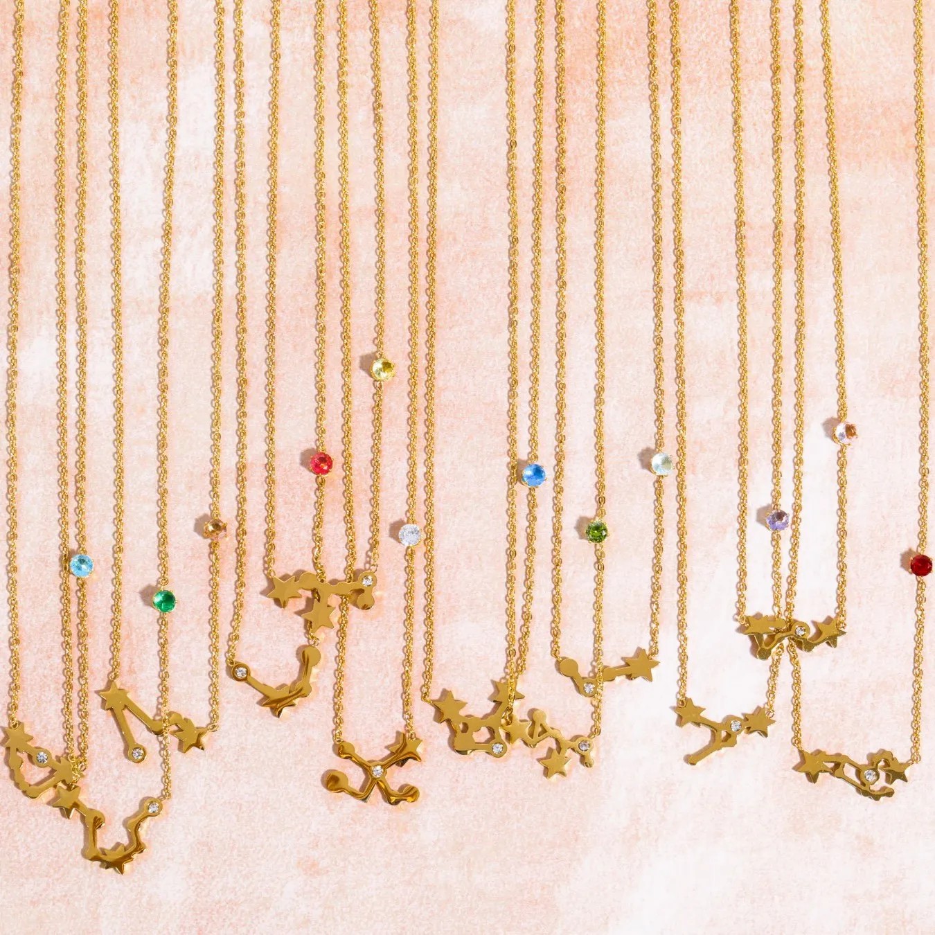 Vintage Style Simple Style Constellation Stainless Steel Titanium Steel Plating Inlay Birthstone Zircon 18K Gold Plated Pendant Necklace_colorza_4