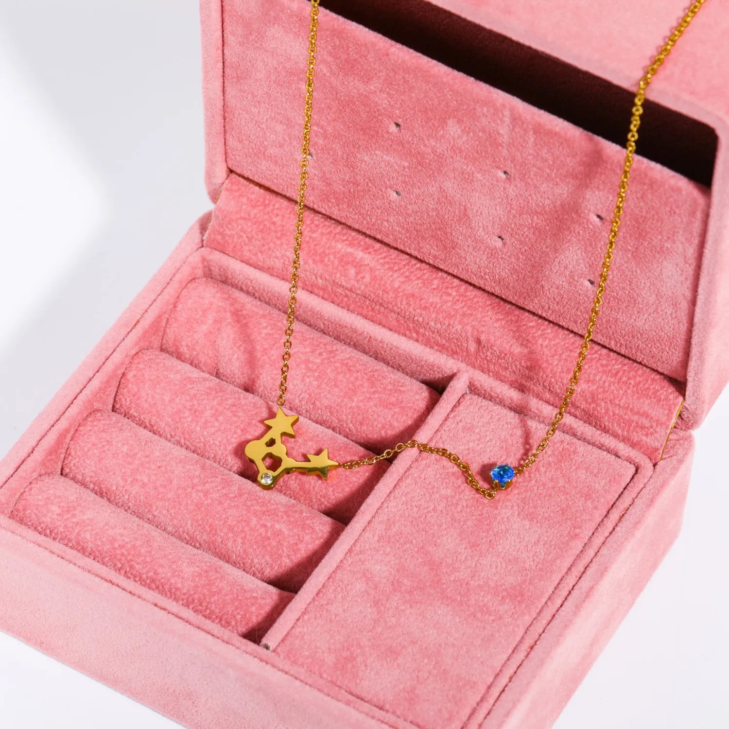 Vintage Style Simple Style Constellation Stainless Steel Titanium Steel Plating Inlay Birthstone Zircon 18K Gold Plated Pendant Necklace_colorza_5