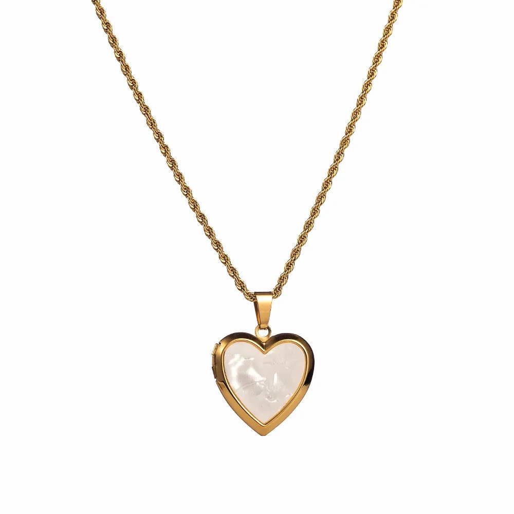 IG Style Sweet Devil'S Eye Star Heart Shape Stainless Steel Three-Dimensional Chain Shell Zircon 18K Gold Plated Pendant Necklace_colorza_2