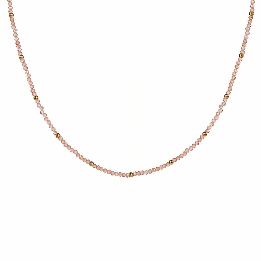 IG Style Vacation Round Devil'S Eye Stainless Steel Freshwater Pearl Zircon Beaded 18K Gold Plated Necklace_colorza_5