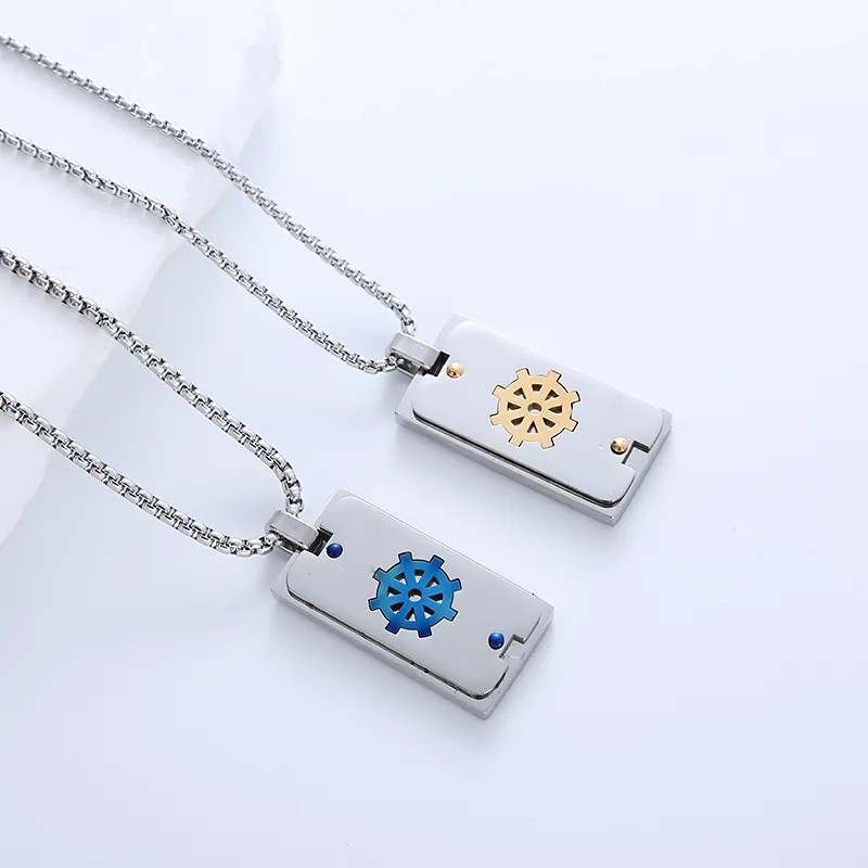 Casual Simple Style Cross Anchor Skull Stainless Steel Layered Carving Pendant Necklace_colorza_5