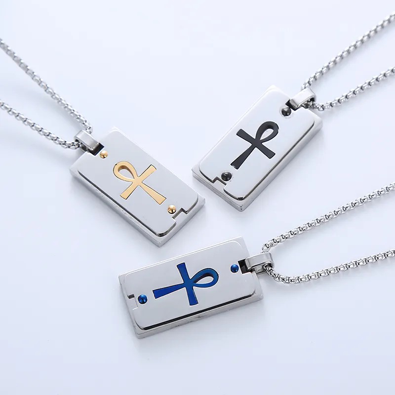 Casual Simple Style Cross Anchor Skull Stainless Steel Layered Carving Pendant Necklace_colorza_7