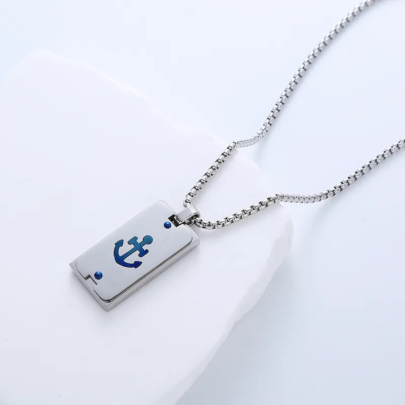 Casual Simple Style Cross Anchor Skull Stainless Steel Layered Carving Pendant Necklace_colorza_12
