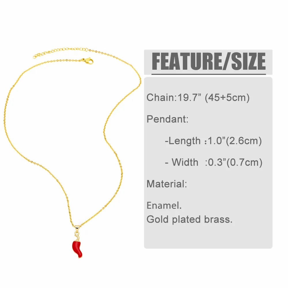 Novelty Pepper Stainless Steel Copper Enamel Plating 18K Gold Plated Pendant Necklace_colorza_1