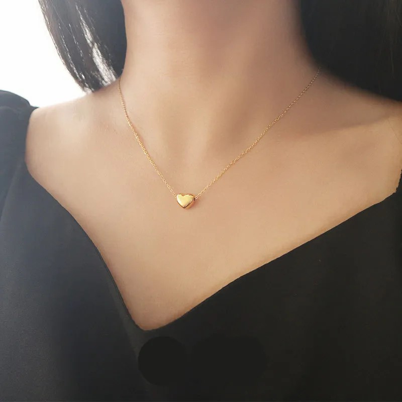IG Style Heart Shape Titanium Steel Plating 18K Gold Plated Pendant Necklace_colorza_2