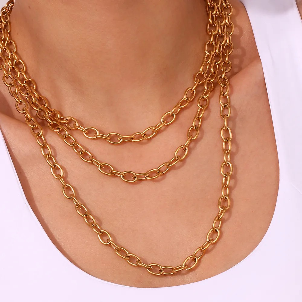 Basic Simple Style Classic Style Solid Color Stainless Steel Plating 18K Gold Plated Necklace_colorza_8