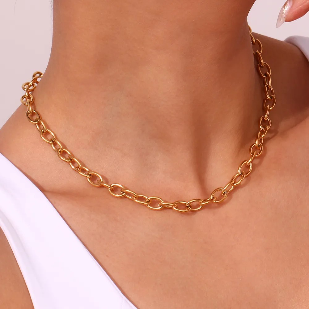 Basic Simple Style Classic Style Solid Color Stainless Steel Plating 18K Gold Plated Necklace_colorza_15